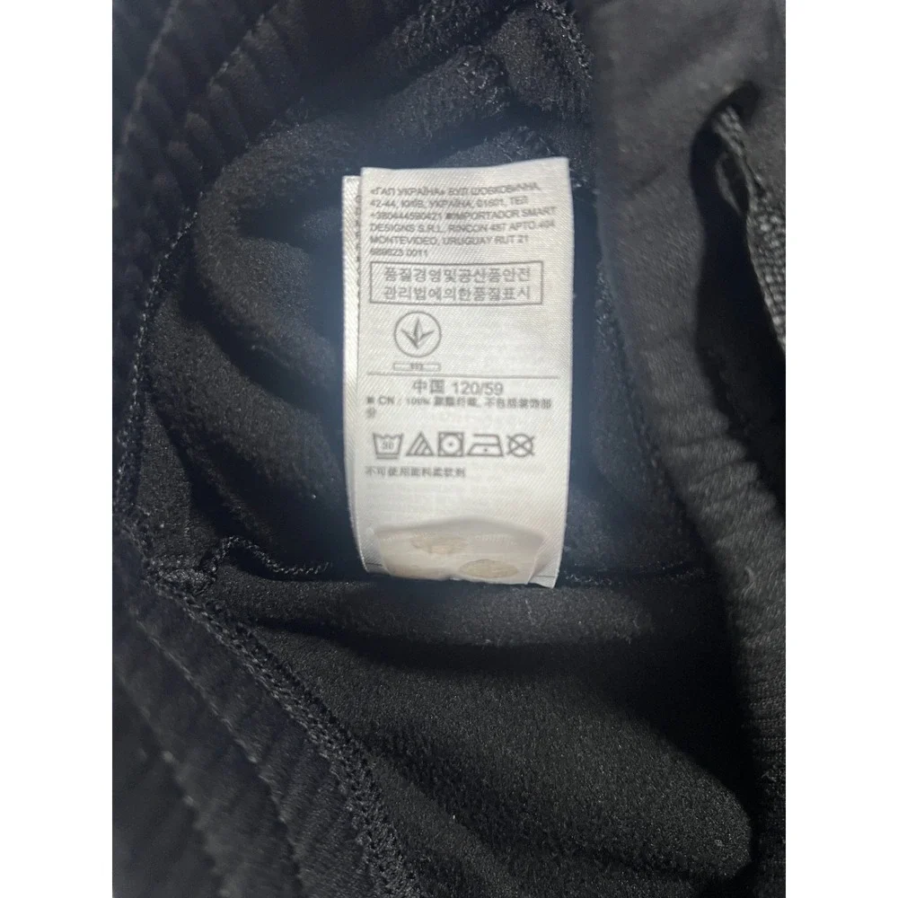 Gap‎ Fit Sweatpants Boys Small Black Tapered Leg Logo Drawstring Fleece Lined